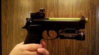 Beretta M9A1 2000 92FS Customized with RMR Red dot and LaserMax green laser guide rod [upl. by Esilegna]