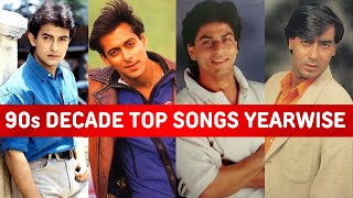 90s Decade Top Songs Each Year 19901999  Evergreen Bollywood Songs Of 90s Decade [upl. by Haeel338]