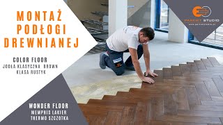 Montaż podłogi drewnianej  jodełka klasyczna  How to install Herringbone Floor [upl. by Sholley692]