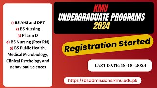 KMU BS Undergraduate Admissions 2024  IPMR  DPT  Nursing  Radiology  Cardiology  Dental [upl. by Dinah]