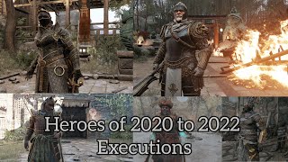 For Honor  Heroes from 2020 to 2022 Executions Warmonger Gryphon Kyoshin Pirate and Medjay [upl. by Lattonia]