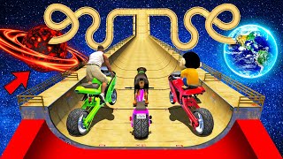 SHINCHAN AND FRANKLIN TRIED THE IMPOSSIBLE SNAKE MEGA RAMP EARTH SUN CHALLENGE BY CARS amp BIKES GTA 5 [upl. by Gabor]