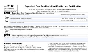 IRS Form W10 walkthrough Dependent Care Providers Identification amp Certification [upl. by Eednac]