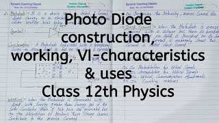 Photodiode construction working VI characteristics Dark current uses Chapter 14 Semiconductor [upl. by Alhahs]