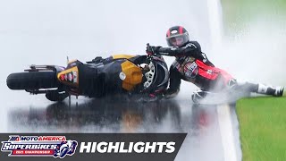 INSANE Motorcycle Race In The Rain MotoAmerica HONOS Superbike Race 1 Highlights at Alabama 2021 [upl. by Steinway]