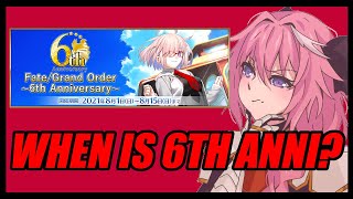 When is the 6th Anniversary Releasing FateGrand Order [upl. by Pavyer]