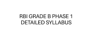 RBI GRADE B DETAILED SYLLABUS [upl. by Ursulette]