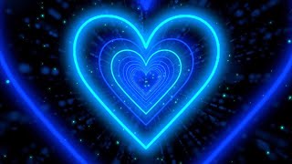 Neon Lights Love Heart Tunnel Background💙Blue Heart Background corazones blanco y negro 10 Hours [upl. by Enelav]