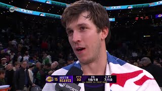 Austin Reaves talks BIG WIN vs Celtics Postgame Interview 🎤 [upl. by Judye]