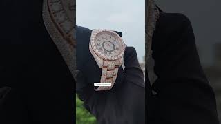 Fully Rose Iced Out Sky Dweller VVS Moissanite Diamond Hip Hop Watch [upl. by Higbee]