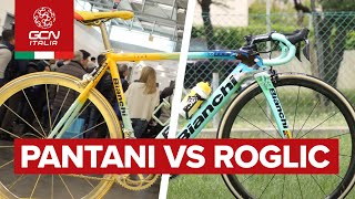 Il confronto tra la Bianchi 1998 di Pantani e quella del 2019 di Roglic [upl. by Pik]