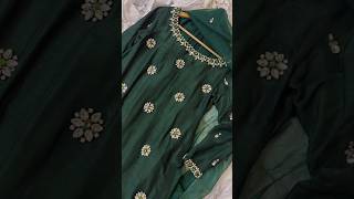 Pakistani style suit cutting and stitching Party wear dress hand embroidery shorts trending [upl. by Averi569]