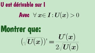 La dérivée de la racine de Ux [upl. by Glantz]