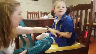 Quad amputee  putting on Mias Mermaid legs [upl. by Jacquetta]