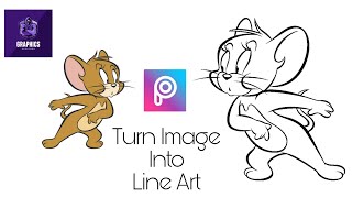 Turn Image into line ArtOutline Image  Using PicsArt  Graphics Designer [upl. by Capello]