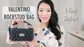 VALENTINO ROCKSTUD SPIKE BAG 1Year Review  FashionablyAMY [upl. by Kassandra]