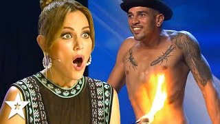 Contestant Sets Himself On FIRE On Spains Got Talent  Got Talent Global [upl. by Ploch866]