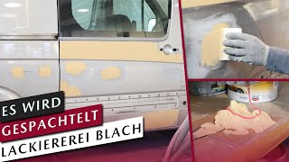 Dellen entfernen  Spachteln Schleifen und Vorbereiten zum Lackieren Camper Ausbau Part 8 [upl. by Aikahc]