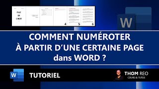 La NUMÉROTATION DE PAGE automatique simple dun document WORD Cours facile [upl. by Mccourt849]