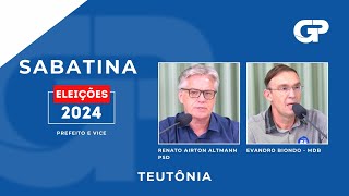 ELEIÇÕES 2024  SABATINA COM CANDIDATOS DE TEUTÔNIA  RENATO AIRTON ALTMANN E EVANDRO BIONDO [upl. by Odraude780]