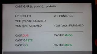 CASTIGAR to Punish preterite forms castigué castigaste castigó castigamos castigaron [upl. by Alithea]