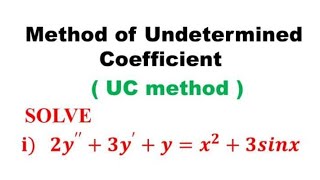 method of Undetermined coefficient find PI of 2y3yyx23sinx by UC method  SM yusuf [upl. by Virgina272]