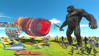 Aquatics vs Mutant Primates  Mutant Bloop vs King Kong  Animal Revolt Battle Simulator [upl. by Sisson]