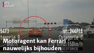 Ferrari vliegt laag over de A1 motoragent gaat erachteraan  RTV Utrecht [upl. by Eibur955]