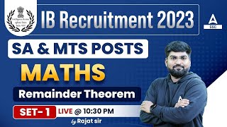 IB Security Assistant amp MTS  IB Maths by Rajat Sir  Remainder Theorem शेष्फल [upl. by Simdars]