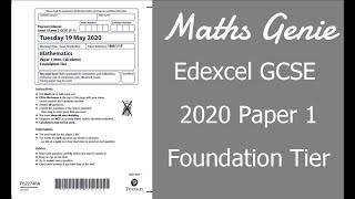 Edexcel GCSE Maths 2020 Foundation Exam Paper 1 Walkthrough [upl. by Lauralee]