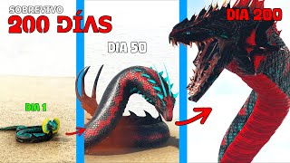 SOBREVIVO como SERPIENTE GODZILLA DINOSAURIO 200 DÍAS en ARK HARDCORE y Evoluciono a serpiente Kaiju [upl. by Anica]