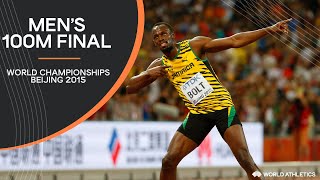 Mens 100m Final  World Athletics Championships Beijing 2015 [upl. by Esidnak]