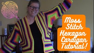 Moss Linen Stitch Hexagon Cardigan  EASY CROCHET SWEATER TUTORIAL [upl. by Brucie976]