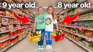 Kids SHOPPING in GROCERY STORE for THE FIRST TIME [upl. by Dachi261]