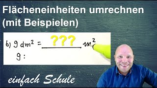 Flächeneinheiten umrechnen mit Trick  Flächen  Flächeninhalt  mit Beispielen [upl. by Ynohtn]