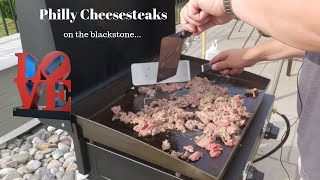 Cooking philly cheesesteaks on Blackstone Griddle  MrHomeOwnercom [upl. by Hanfurd]