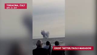 Pilot dies in Italian airshow horror crash [upl. by Atiuqcir751]