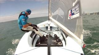 Ed Wright GBR 11 in the 2015 Finn Gold Cup Medal Race in Takapuna [upl. by Yrffej]