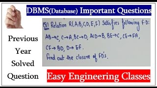 Solved Question on FD Closure Finding Candidate Key Canonical Cover [upl. by Iand563]