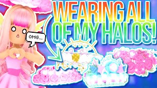 I WORE ALL OF THE HALOS IN ROYALE HIGH amp THIS HAPPENED ROBLOX Royale High Halo Challenge [upl. by Hobie546]