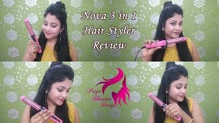 Nova Cheapest Hair Straightener Curler and Crimper Review Demo [upl. by Hayalat]