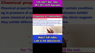 Properties of EnantiomersEnantiomers stereochemistry neet2023 physicswallah [upl. by Jaala]