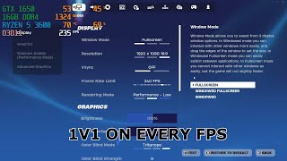 GTX 1650  RYZEN 5 3600 FORTNITE BENCHMARK TEST 1V1 ON EVERY FPS [upl. by Areic]