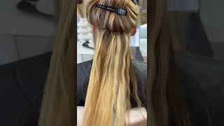 Tape hair extensions applied hairsalonlondon tapehairextensions [upl. by Amahs]