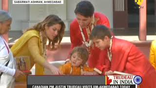 Canadian PM Justin Trudeau visits Mahatma Gandhis Sabarmati Ashram [upl. by Ahsert]