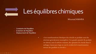 COURS EQUILIBRES CHIMIQUES [upl. by Roane]