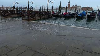 Torna lacqua alta in piazza San Marco lautunno arriva a Venezia [upl. by Allenad]