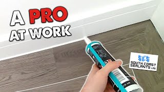 Professional Mastic Man  Silicone Sealant Application Around Skirting Boards [upl. by Dyrraj]