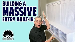 Building A MASSIVE Entryway Built In  Tons of Shoe Storage amp Coat Rack Space [upl. by Erminie]