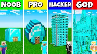 Minecraft Battle NOOB vs PRO vs HACKER vs GOD DIAMOND BLOCK HOUSE BASE BUILD CHALLENGE  Animation [upl. by Einaled777]